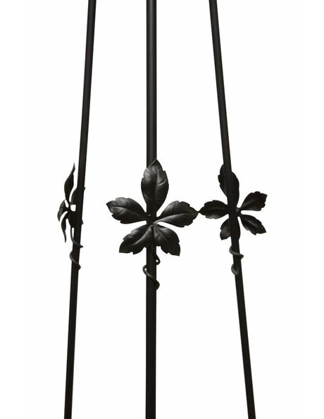 hanging lamp, black with yellow, signed glass in wrought iron, 1940s