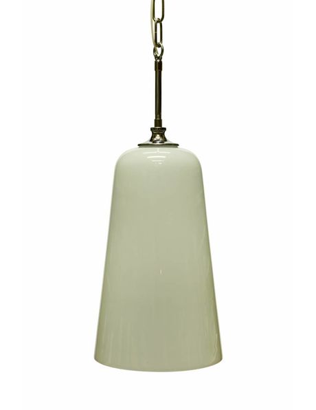 Hanglamp, witte glazen kap met chroom armatuur