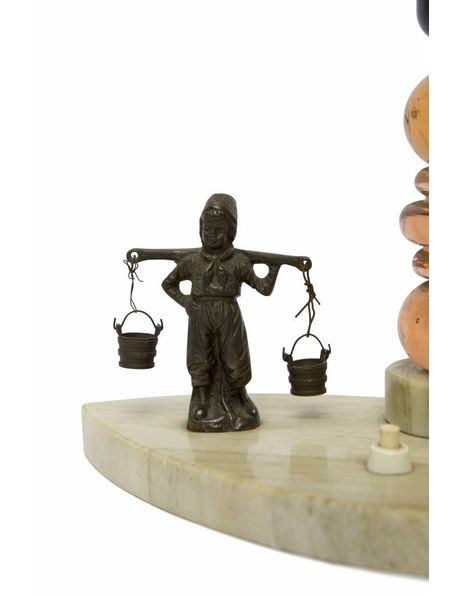 Table lamp, rural scene with natural stone, 1940s