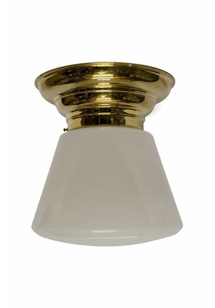 Large Ceiling Lamp, 1930s Design, White Glass