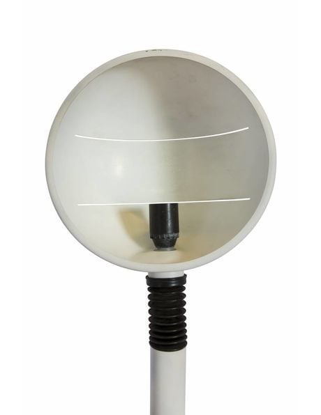 Floor lamp, completely matt white metal, robust design, shade can be adjusted