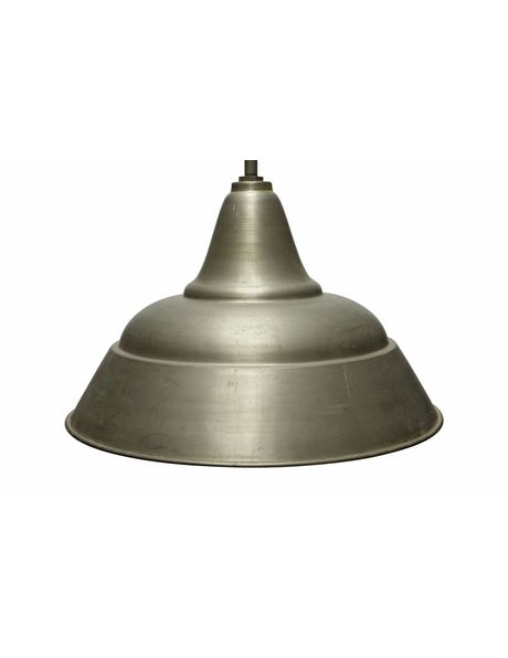 Industriële hanglamp, lange stang, grote kap, ca. 1940