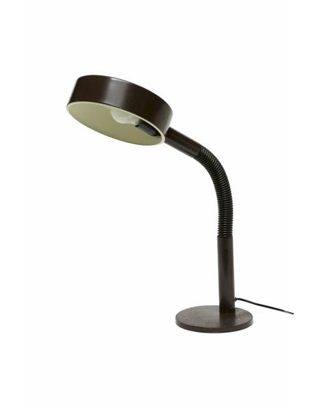 zeventiger jaren bureaulamp, bruin, flexibele arm