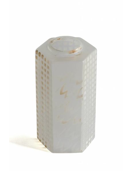 Cylindrical lampshade of frosted glass with 6 flattened sides, 1960s