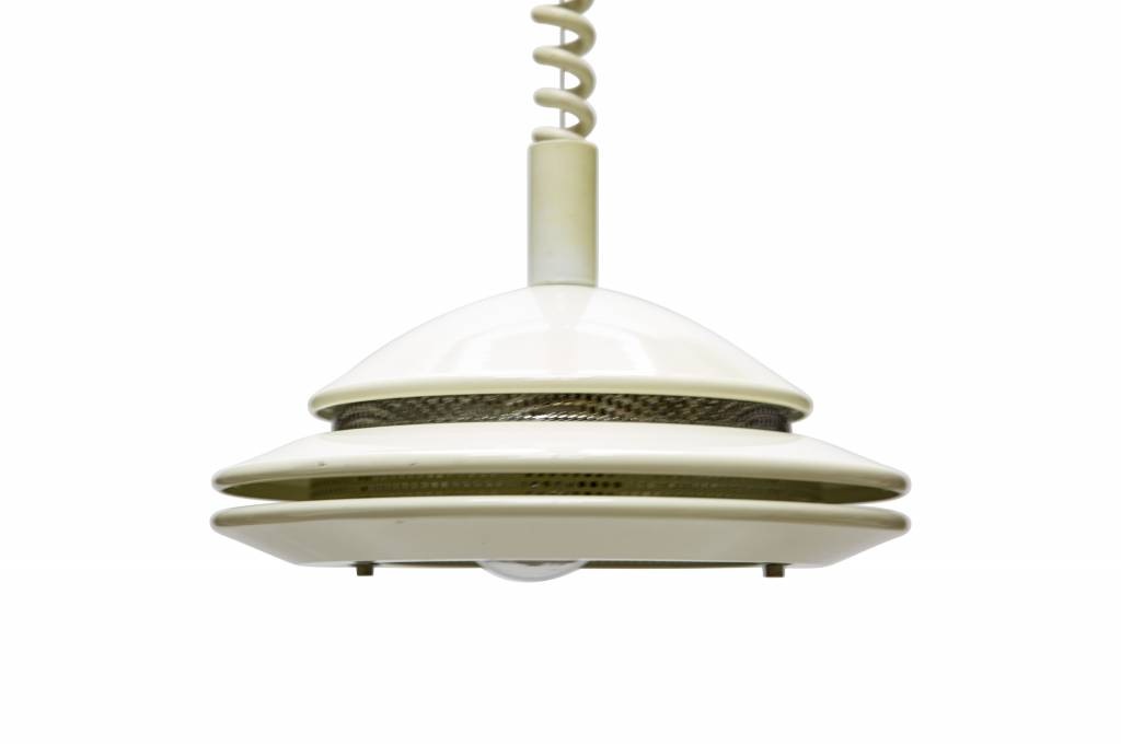 Witte hanglamp de stijl van Hala, in verstelbaar, jaren 60 -
