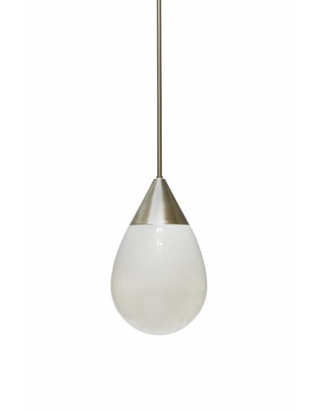 Glass hanging lamp, industrial style, white with silver