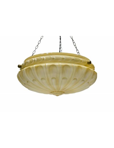 Hanging lamp, large bowl-shaped glass hanging lamp, 1940s