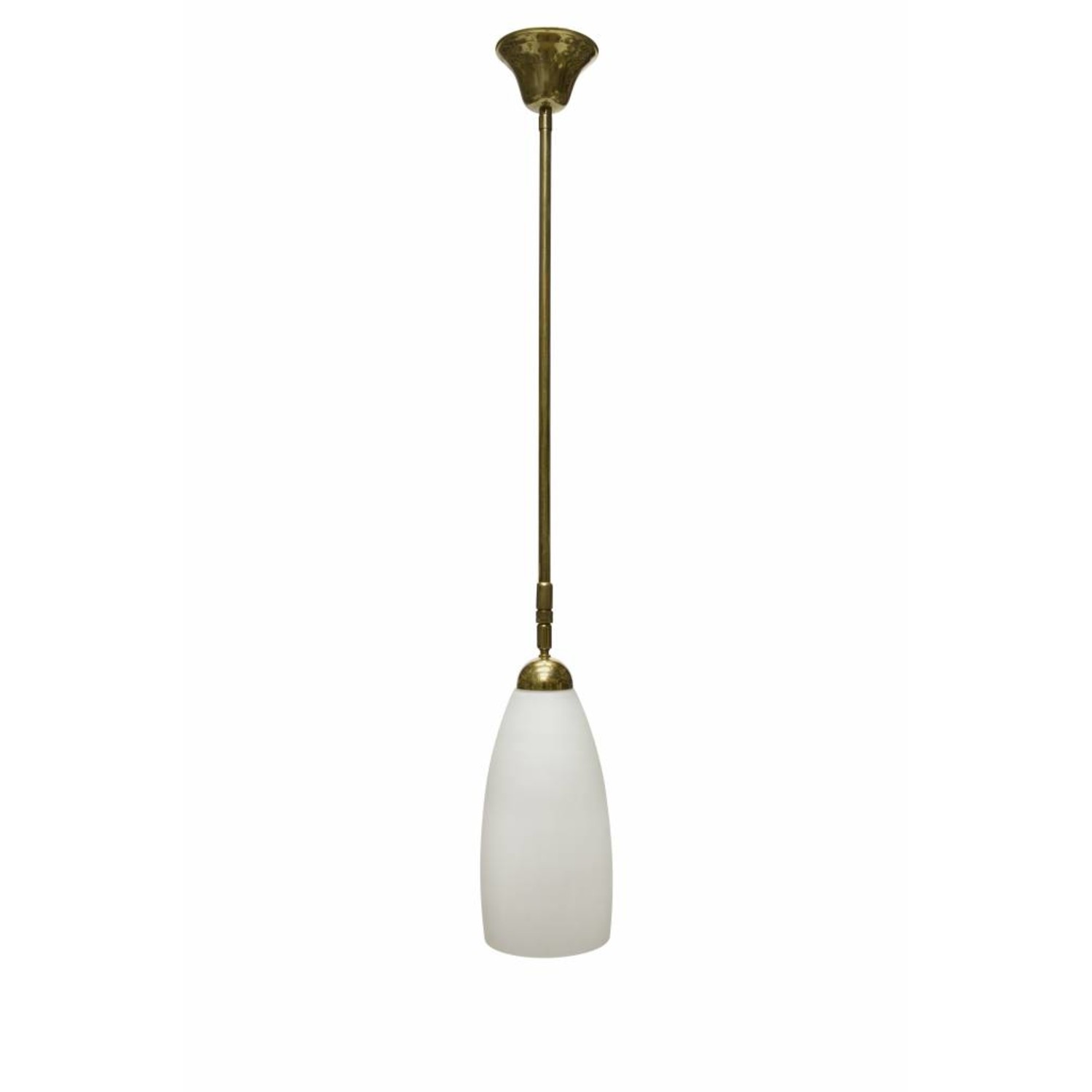 Verdampen Mauve pepermunt Hanglamp met pendel, goud met wit, ca. 1960 - Lamplord