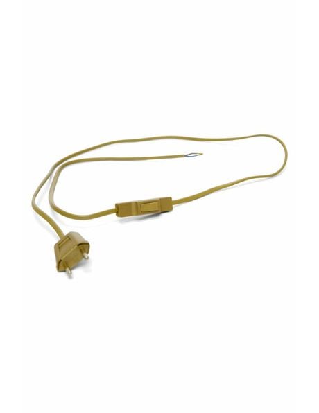 Gold coloured electrical wire with switch and power plug, 150 cm