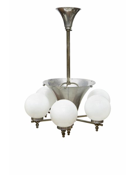 Stijvolle Art Deco hanglamp, met 7 lichtpunten, ca. 1930