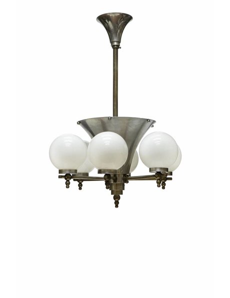 Stijvolle Art Deco hanglamp, met 7 lichtpunten, ca. 1930