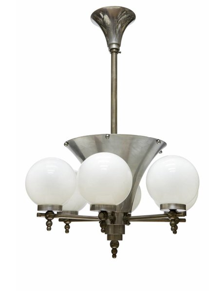 Stylish Art Deco pendant lamp, with 7 light points, 1930s