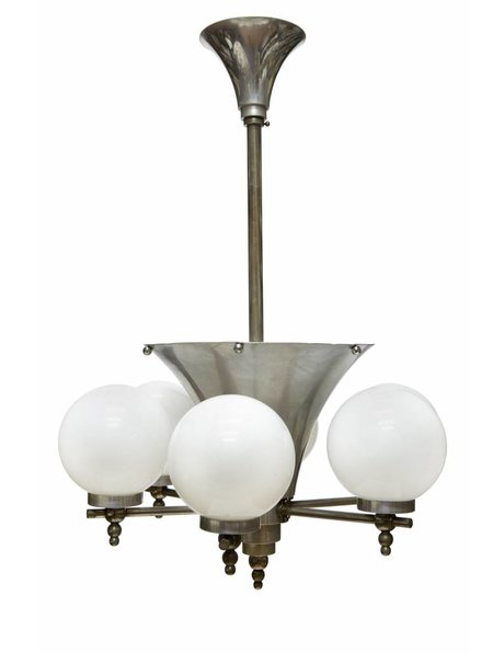 Stylish Art Deco pendant lamp, with 7 light points, 1930s