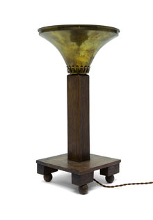 Art Deco Table Lamp, Wood with Copper