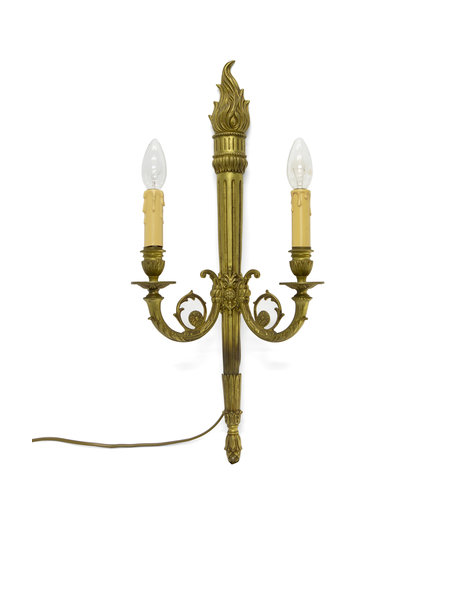 Antique wall lamp, gold-coloured copper, 1930s
