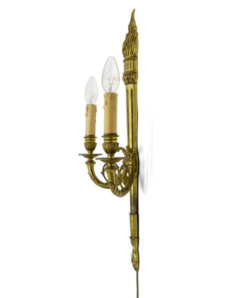 Antique wall lamp, gold-coloured copper, 1930s