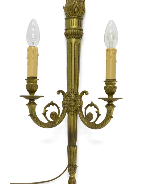 Antique wall lamp, gold-coloured copper, 1930s