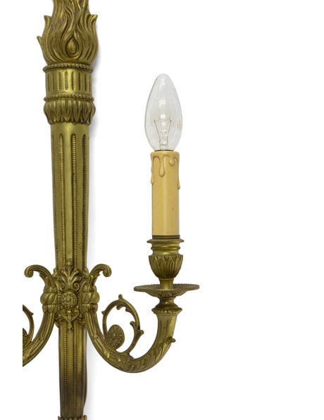 Antique wall lamp, gold-coloured copper, 1930s