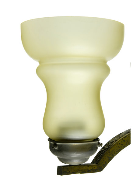 Jaren 30 hanglamp, 3 armig, gebruineerd