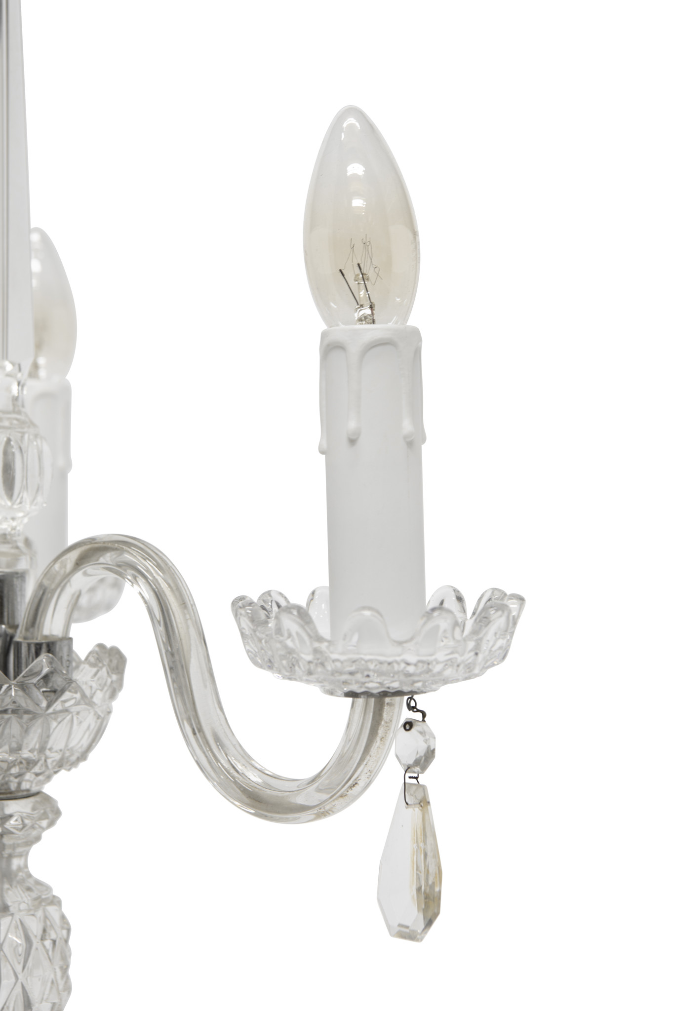 Kristallen Tafellamp, 3 Armen met Kaarsen, Jaren 50 - Lamplord