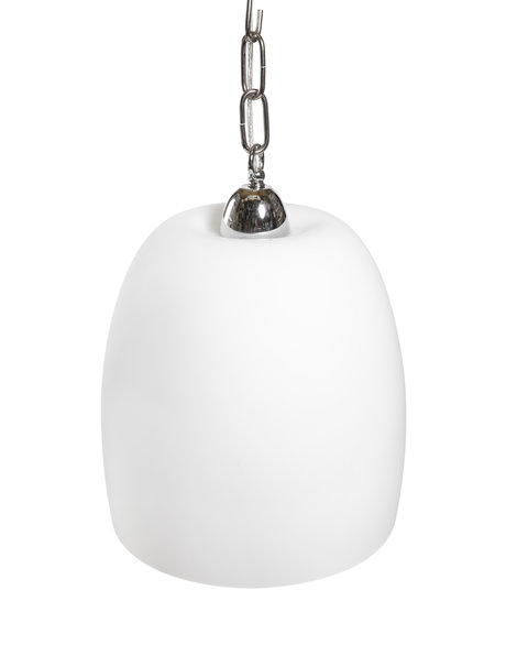 Vintage hanging lamp, glass lampshade on a silver chain, 1960s