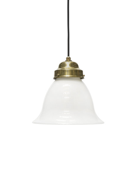Classic hanging lamp, white glass chalice on cord