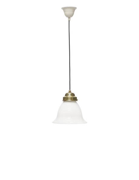 Classic hanging lamp, white glass chalice on cord