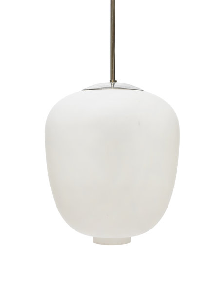 Vintage design hanging lamp, Swedish, white glass, 1950s