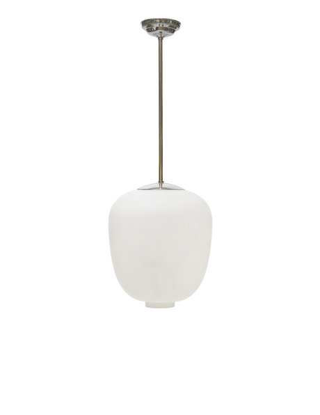 Vintage design hanging lamp, Swedish, white glass, 1950s