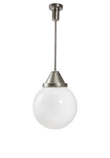 Gispen Style Pendant Lamp, White Sphere on Pendulum, 30s