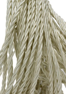 Stofkabel, wit, gevlochten, 3 aderig