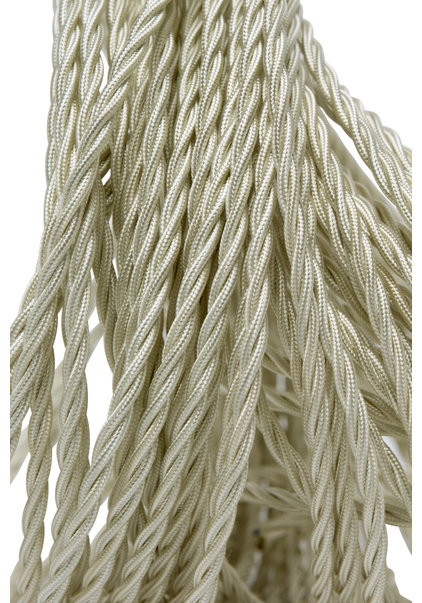 Stofkabel, wit, gevlochten, 3 aderig