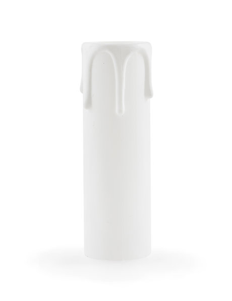 Witte Kaarshuls, 9.0 cm hoog, met druppels, Kleine fitting: E14.