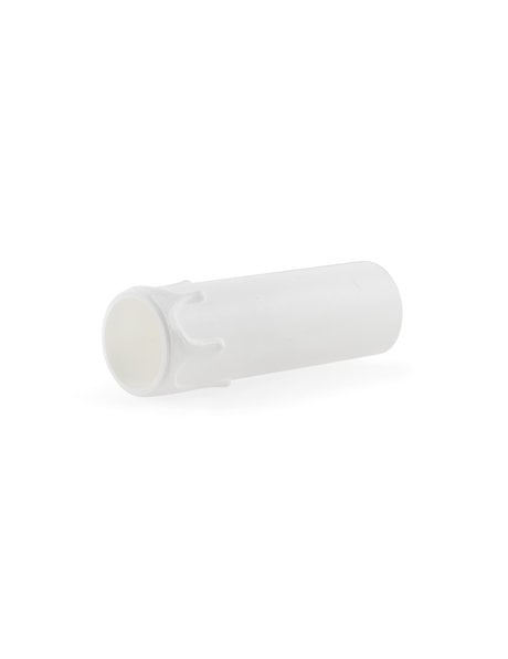 Candle socket cover, white plastic with drops, hight: 8.5 cm / 3.3 inch , diameter: 2.4 cm / 0.9 inch