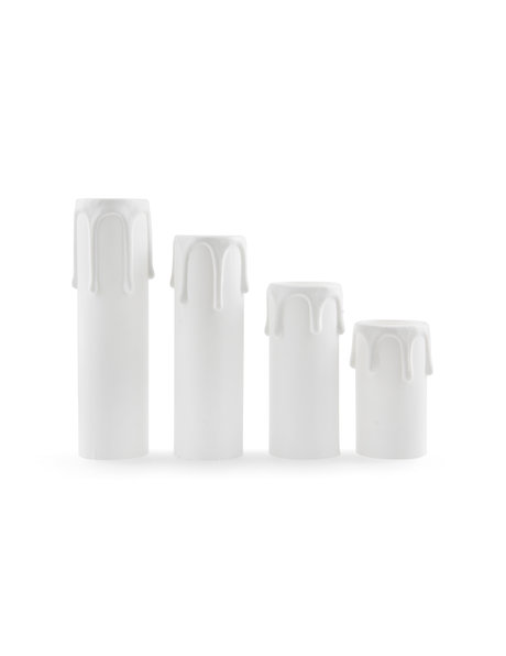 E14 Candle socket cover, white, wider model with drops, hight: 7.0 cm / 2.8 inch