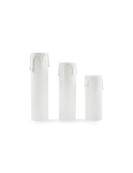 Candle Socket Cover (Sleeve) for Small Fitting (E14), White with Drops, 6.5x2.4 cm / 2.55x0.95 inch