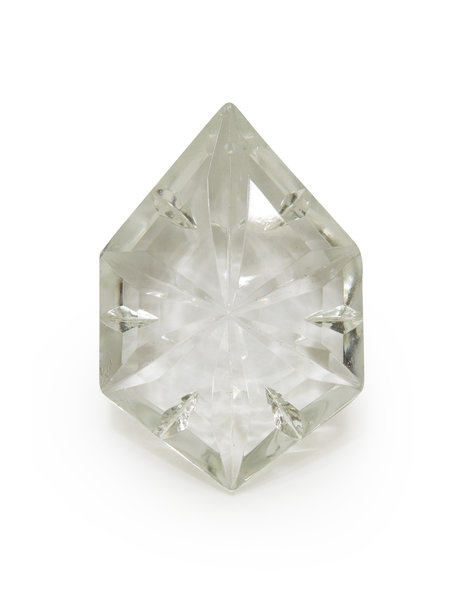 Chandelier glass beadwork. Hexagonal glass, flat on the front, tip on the back