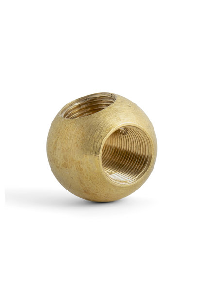 Pipe Connector, Ball Shape, 3-Holes, 1.3 cm, Brass,  T-Connection