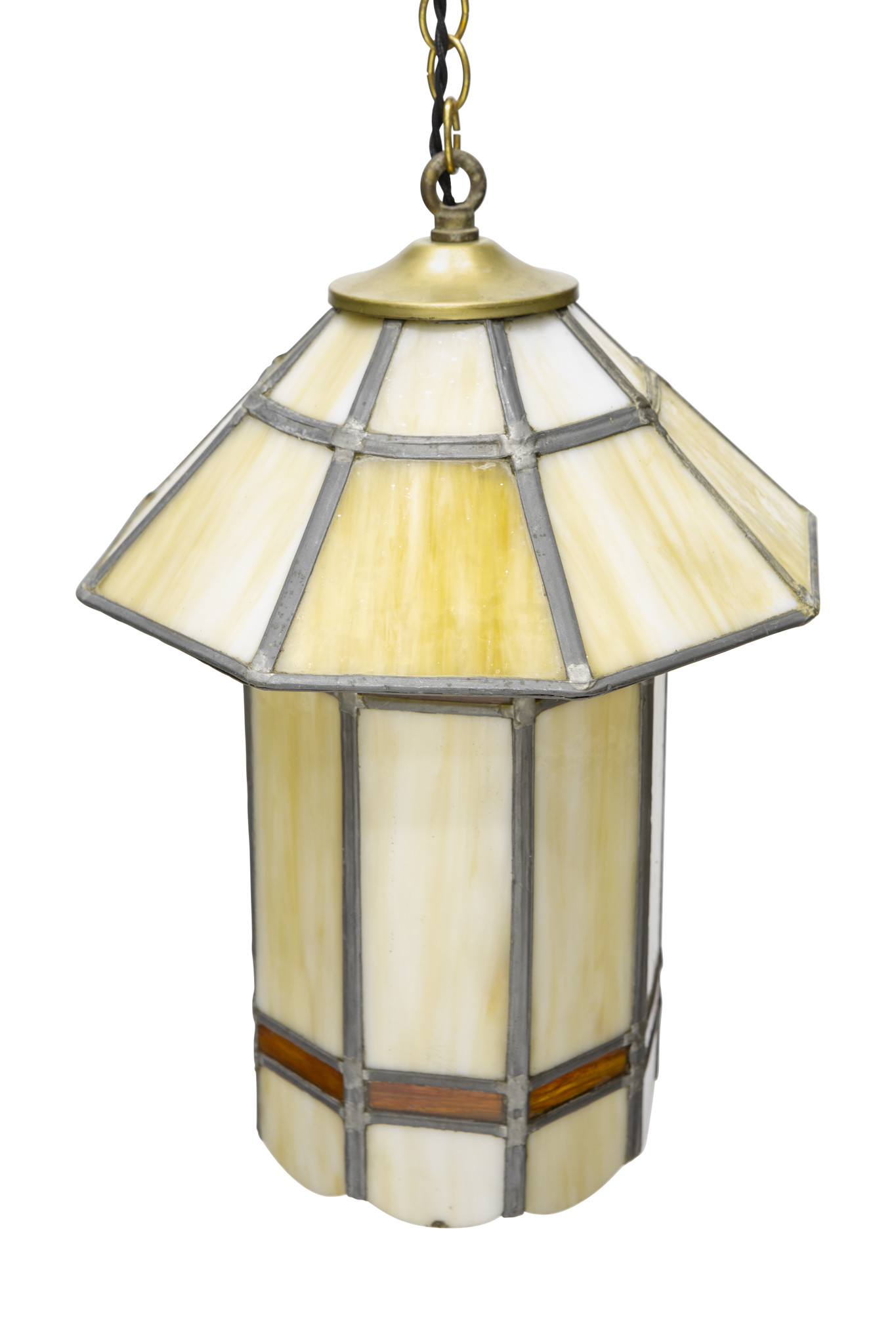 Aas Microbe Intimidatie Art Deco Hanglamp, Glas-in-Lood, Jaren 30 - Lamplord