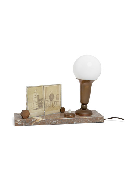 Antique Table Lamp, with Picture Frame, 1930s