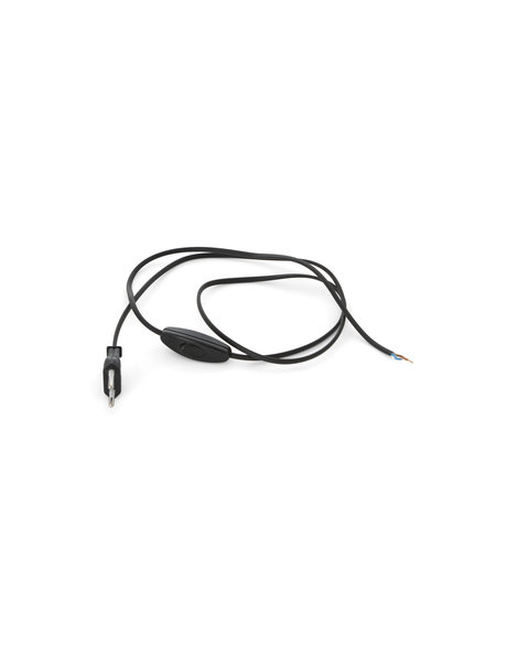 Black electrical cord, with switch and plug, 150 cm