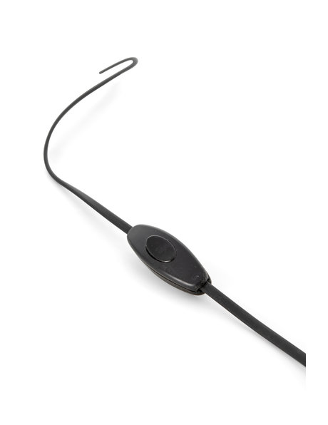 Black electrical cord, with switch and plug, 150 cm