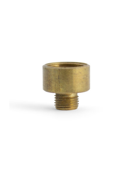 Brass reducer, 1.0 cm external thread, 1.5 cm internal thread