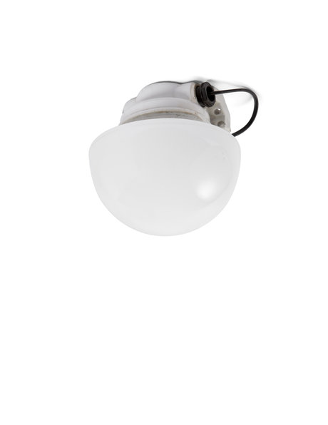 Industrial ceiling lamp, mushroom shape, white, 1940s