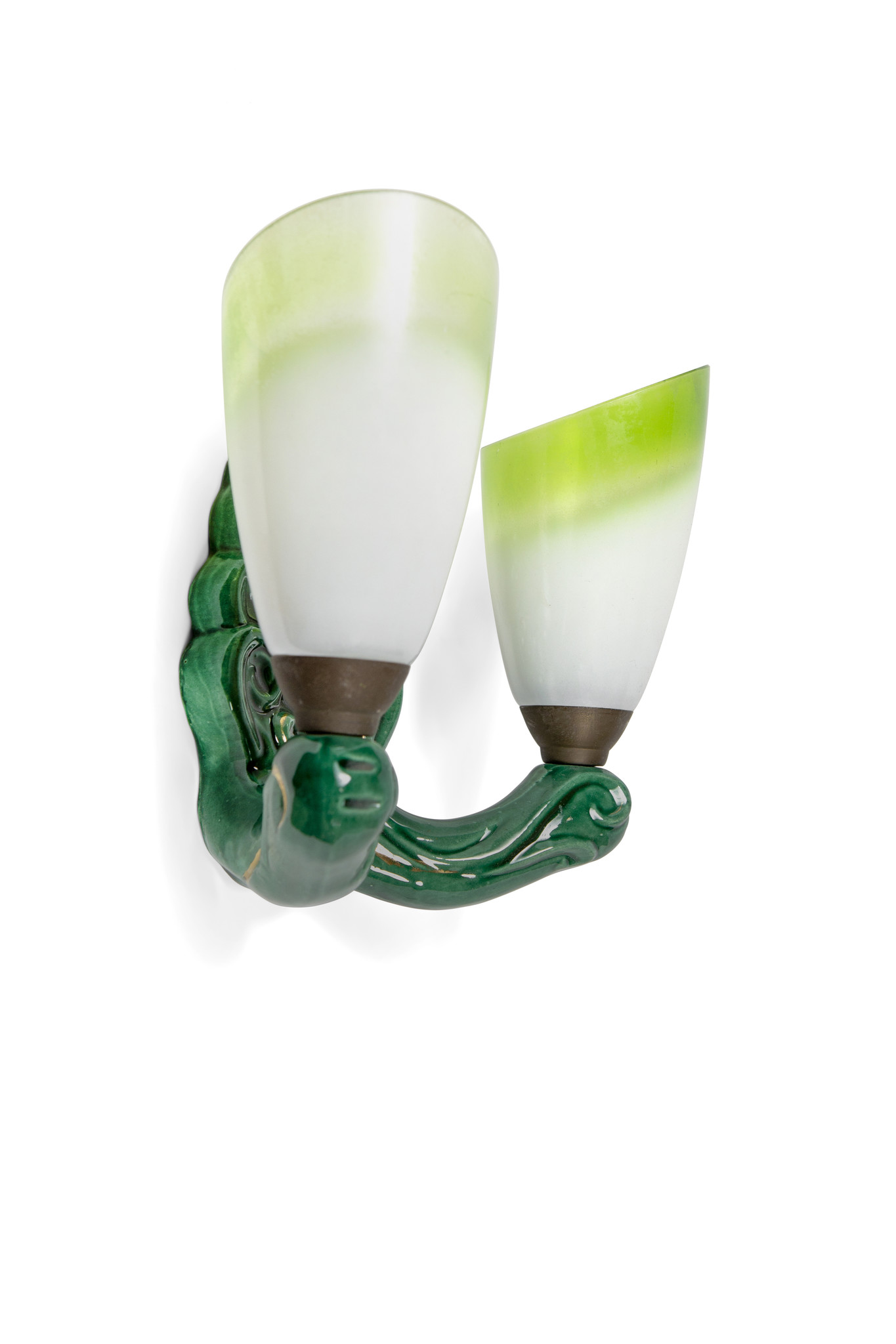 Knooppunt Becks Succesvol Groen keramieken wandlamp met glazen kapjes - Lamplord