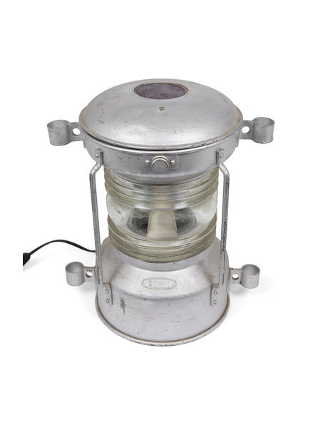 Industriele tafellamp, oude bootlamp van metaal, ca. 1950
