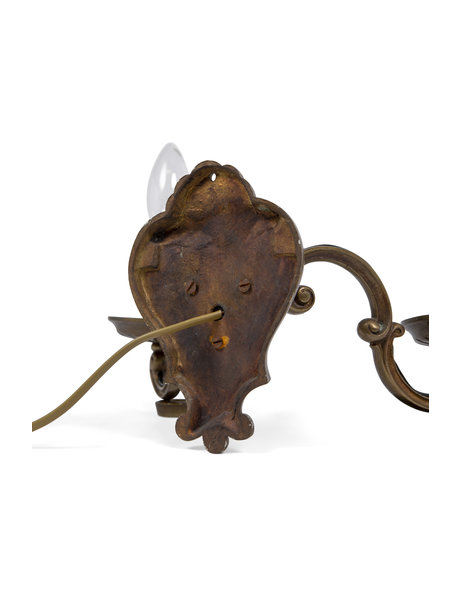 Classic wall lamp, 2 electric candles on copper, ca. 1940