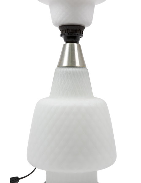 White glass table lamp with 2 sockets