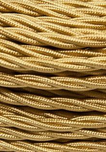 Cloth Covered Lamp Wire, Gold Coloured, 3 core