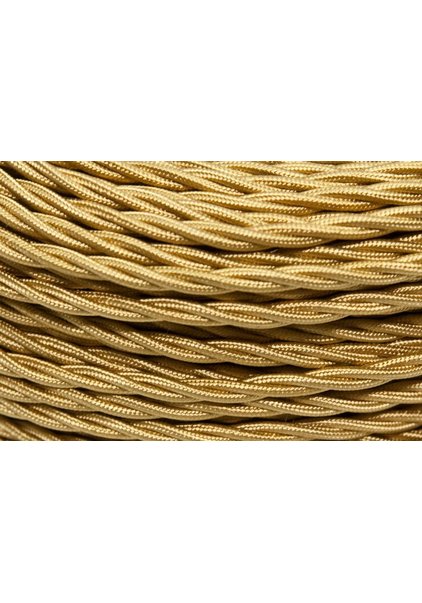 Cloth Covered Lamp Wire, Gold Coloured, 3 core